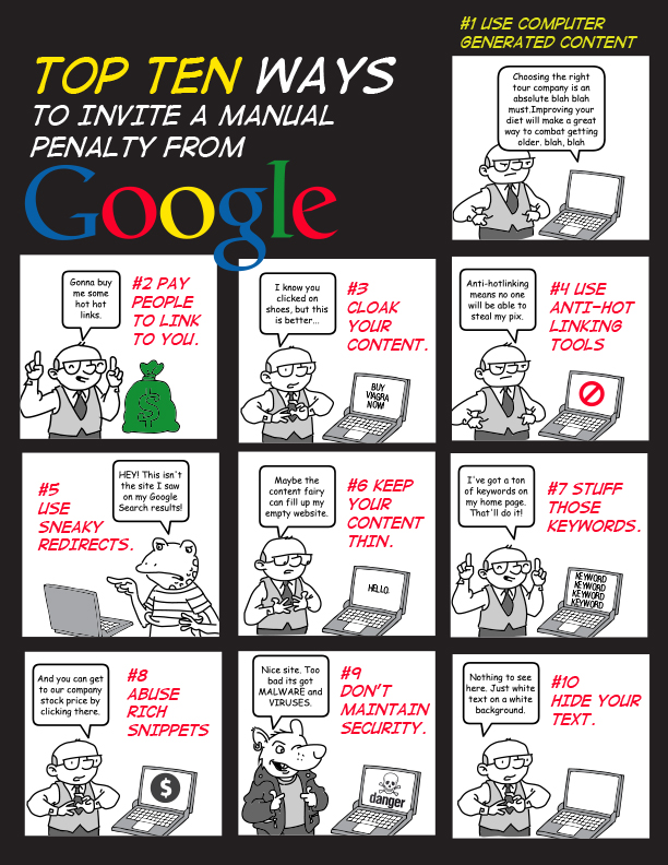 top ten ways to invite a manual penalty from Google