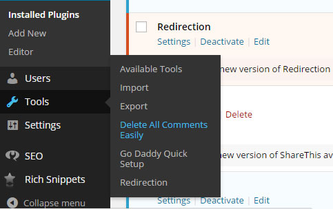 WordPress plug-in of the week: Delete All Comments Easily (screenshot 1)