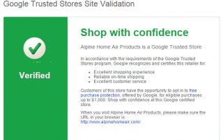 Google Trusted Stores validation page