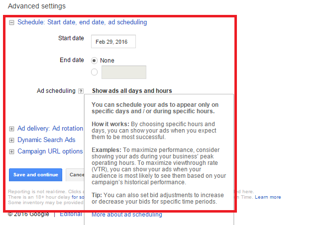 Google Adwords: Ad Scheduling (Dayparting)