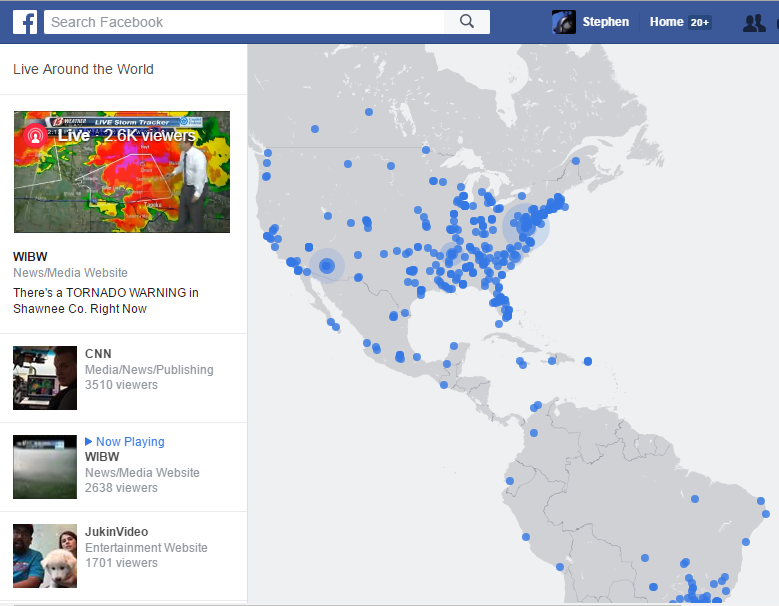 Facebook Live Video world map