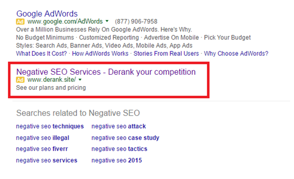google adwords negative SEO