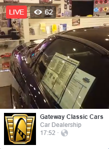 Gateway Classic Cars video stream on Facebook Live Video, 11/7/2016
